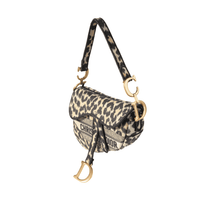 Dior Beige Multicolor Mizza Embroidery Saddle Bag