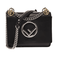 Fendi Black Leather Kan IK Shoulder Bag