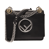 Fendi Black Leather Kan IK Shoulder Bag