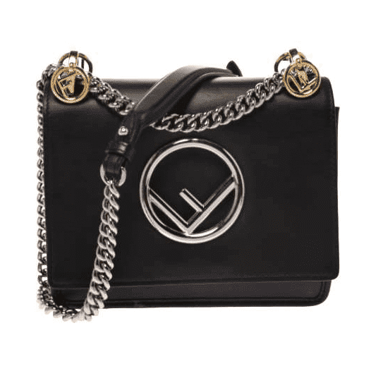 Fendi Black Leather Kan IK Shoulder Bag