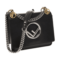 Fendi Black Leather Kan IK Shoulder Bag