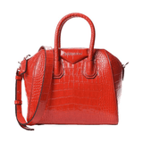 GIVENCHY Calfskin Crocodile Embossed Mini Antigona Red