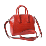 GIVENCHY Calfskin Crocodile Embossed Mini Antigona Red