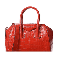 GIVENCHY Calfskin Crocodile Embossed Mini Antigona Red
