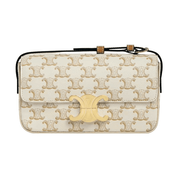 Celine Triomphe Shoulder Bag In Triomphe Canvas/Calfskin
