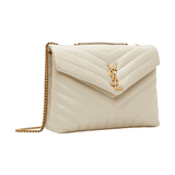 SAINT LAURENT Off-White Medium Loulou Shoulder Bag