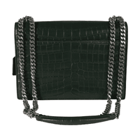 Saint Laurent Forest Green Crocodile Embossed Leather Medium Sunset