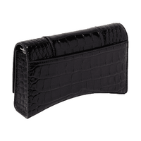BALENCIAGA Hourglass Mini Wallet on Chain in Shiny Crocodile Embossed Calfskin