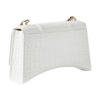 BALENCIAGA Hourglass XS with Chain Shoulder Bag in White